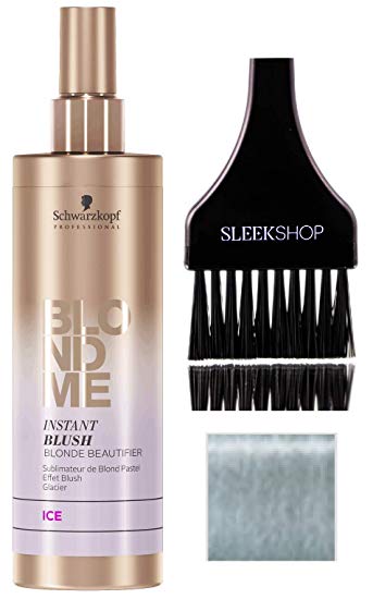 Schwarzkopf Blond Me INSTANT BLUSH BLONDE BEAUTIFIER - Ice (with Sleek Tint Brush) Blonde Me Spray-On Temporary Pastel Tone Color (ICE - 8.4 oz)