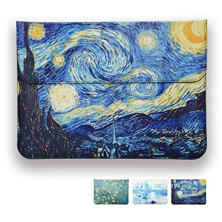 Kandouren Laptop sleeve computer bag for Apple Macbook 12 inch,Designed case cover with stand function for Macbook retina a1534(Blue Starry Night-Design)