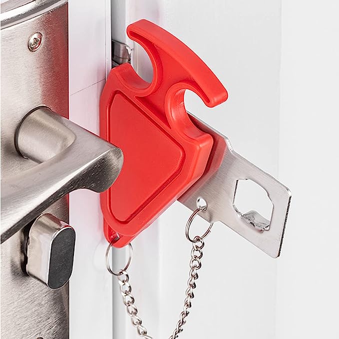 Portable Door Lock Upgrade for Home and Travel Safety, Travel Lock, Airbnb Lock, Childproof Security Lock, Suitable for Home, Hotel, School, Apartment etc. Living Security Device, Personal Protection