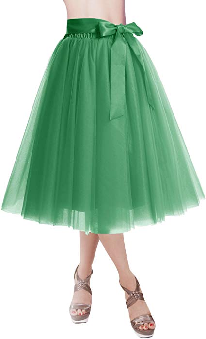 DRESSTELLS Knee Length Tulle Skirt Tutu Skirt Evening Party Gown Prom Formal Skirts