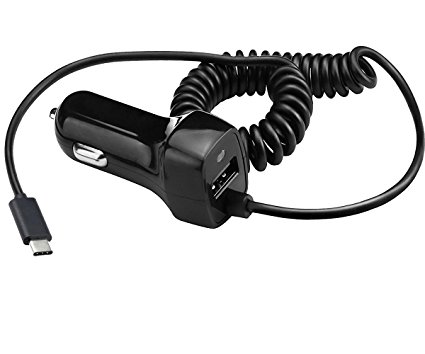 KOMEI USB Type C Car Charger, LG G5 Car Charger,Vehicle Ultra Rapid Car Charger USB C Cable for Galaxy S8/ S8 Plus, LG V20, OnePlus 3, Nexus 6P, Nexus 5X, ChromeBook Pixel and More(Black 3.1A)