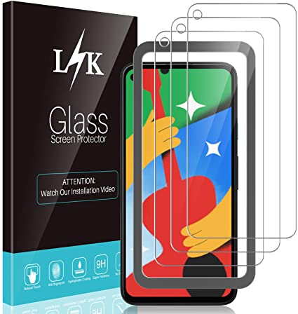 LϟK 3 Pack Screen Protector for Google Pixel 4a 5G - Tempered Glass Not for Pixel 4a 4G HD Clear 9H Hardness Bubble Free Case Friendly Alignment Frame Easy Installation Screen Protective Film