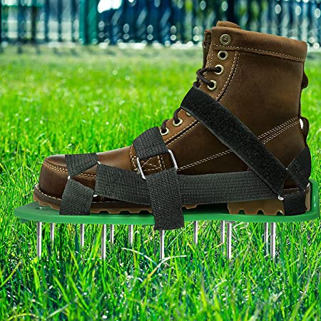 EEIEER Lawn Aerator Shoes, Lawn Aerating Shoes with Hook&Loop Straps, Heavy Duty Lawn Spiker Aerator Lawn Sandals Lawn Aerator Scarifier Lawn Scarifier Lawn Aerator Spike, for Yard Patio Lawn Garden