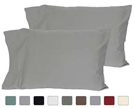 American Pillowcase 100% Cotton, High Thread Count, Luxury Set of Pillow Cases, Single Needle Hem Stitch, Standard 21x30 (fits 20x26 pillow) - Lt Gray