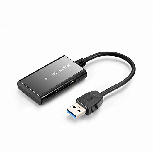 Card Reader Rocketek 11 in 1 USB 3.0 Memory Card Reader with a 13CM Flexible USB Cord and dual SD / Micro SD slots for SDXC, UHS-I SD, SDHC, SD, Micro SDXC, Micro SDHC, MMC memory cards usb adapter