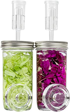 Jillmo Fermentation Mason Jar, 24oz Fermentation Kit with Fermenting Weights and Airlocks, 2 Pack