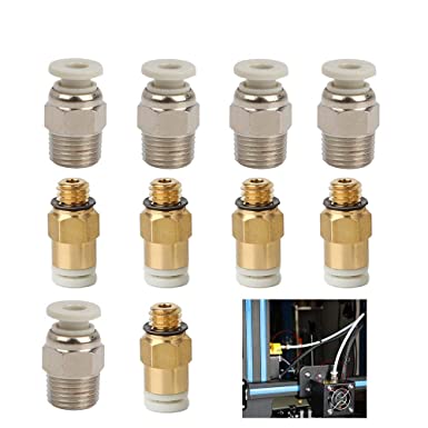 Creality Original 3D Printer Straight PC4-M6 Pneumatic Fitting Push to Connect   PC4-01 Quick in Fitting for CR-10,10S,S4,S5, CR-10S Pro,Ender 3,Ender 3 Pro Series Printer (Pack of 10)