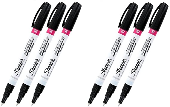 Sharpie Oil-Based Paint Marker, Extra Fine Point, Black Ink,Pack of 6