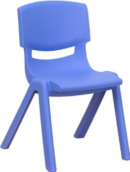 Flash Furniture YU-YCX-001-BLUE-GG Blue Plastic Stackable School Chair with 12-Inch Seat Height