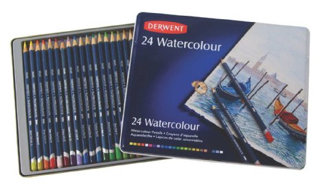 Derwent Watercolor Pencils, 3.4mm Core, Metal Tin, 24 Count (32883)