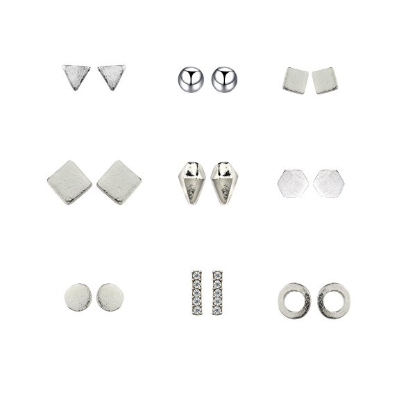 Boosic Dainty Geometric Stud Earrings for Women, Golden and Silver