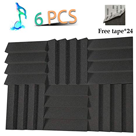 YWSHUF Acoustic Foam Panels Studio Wedge Tiles Sound Proof Panels Nosie Dampening Foam Acoustical Treatments Foam 6 Pack 12" 12" 2"