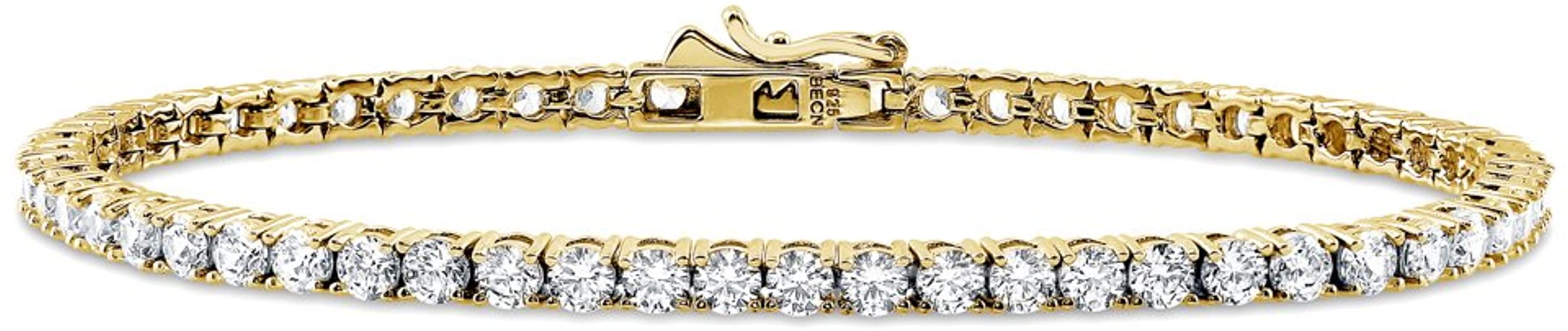 BERRICLE Yellow Gold Flashed Sterling Silver Wedding Tennis Bracelet Made with Swarovski Zirconia