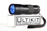 ULTIKIT 12 LED - Ultraviolet UV Blacklight Flashlight Spot Pet Dog and Cat Urine Counterfeit Money Reveals Hidden Stains Bed Bugs Scorpions 3 AAA batteries not included Long Lasting Solid Design