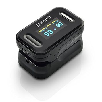 TPHealth Sport Finger Pulse OximeterSpo2 Monitor with NeckWrist CordOLED DisplayBlack