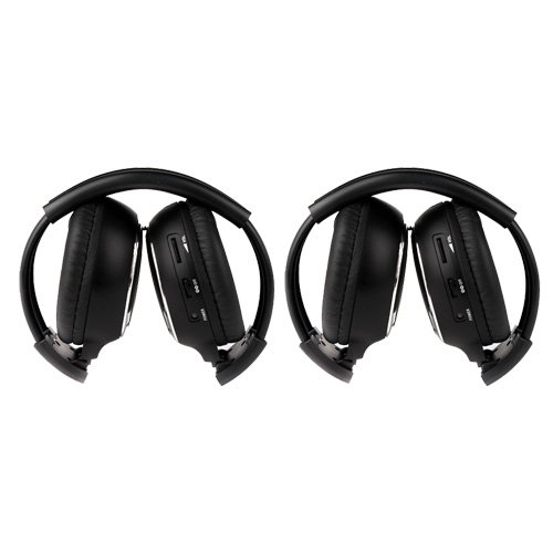 2 Pack of Two Channel Folding Universal Rear Entertainment System Infrared Headphones Wireless IR DVD Player Head Phones for in Car TV Video Audio Listening