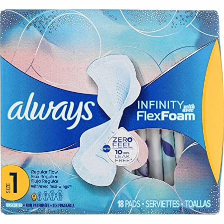 Always Pads Size 1 Infinity With Flex Foam 18 Count (Pack of 3)