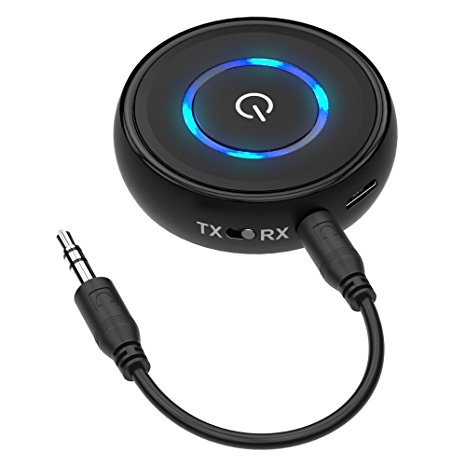 Bluetooth 4.1 Transmitter Receiver,2 in 1 Wireless Bluetooth Audio Streaming Adapter 3.5mm for TV, PC, Headphones, Speakers, iPod, Tablets, Laptop, Car or Home Stereo(Black)