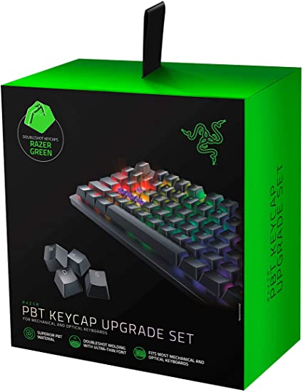 Razer Doubleshot PBT Keycap Upgrade Set for Mechanical & Optical Keyboards: Compatible with Standard 104/105 US and UK layouts - Razer Green