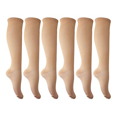 6 Pairs of Compression Socks for Men and Women for Running, Nurses, Shin Splints, Travel, Flight, Pregnancy & Maternity
