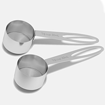 BEST Coffee scoop - 2 Tablespoon Exact - Stainless Steel Measuring Spoon by Coffee Gator - Premium Coffee Accessories (Medium 2 Pack, Stainless Steel)