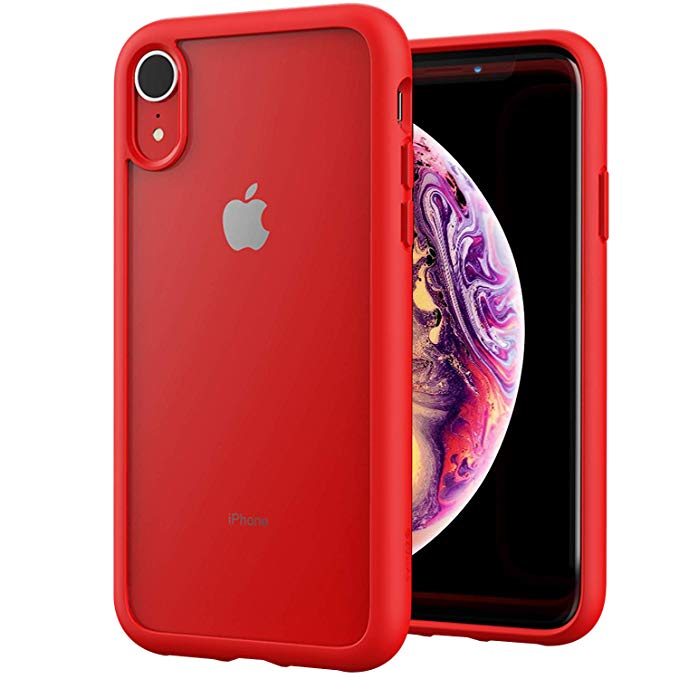 ZUSLAB Tough Fusion Designed for Apple iPhone XR Case with Transparent Hard PC Clear Back Cover   Silicone Rubber Bumper, Hybrid Protective Case - Red