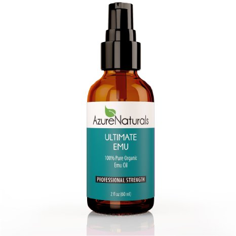 100% PURE EMU OIL from Azure Naturals, ULTIMATE EMU is Grade A Emu Oil certified by the AEA, Highest Quality Available, Non-Greasy, Deep Penetrating, Super Hydrating, Anit-Aging, Anti-Wrinkle Natural Oil for Face, Skin, Hair, and Nails. Promotes Hair Growth, Minimizes Stretch Marks, Burns, and Scars. Helps Alleviate Muscle and Joint Pain Plus Much More!