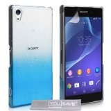 Yousave Accessories Sony Xperia Z2 Case Blue  Clear Raindrop Hard Cover