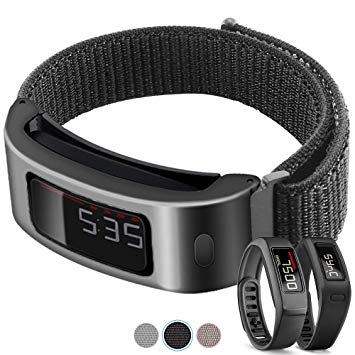 C2D JOY Metal Case with Sport Loop for Garmin vivofit & vivofit 2 Replacement Bands Activity Tracker Woven Nylon Watch Band with Velcro for Quick and Easy Adjustment - Small/Large