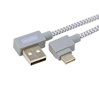 Micord 3.3ft Right Angle Type C Cable, 90 Degree USB 3.1 Type C (USB-C) Male to USB 2.0 Type A Male Connector Sync & Charging Cable for Apple New Macbook 12 Inch, Nokia N1 ect (Grey)