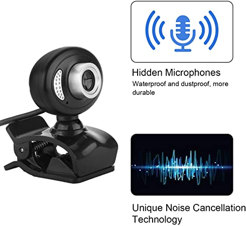 JMSUN Webcam Drive-Free 720P HD Camera with Microphone, 360 Degree Rotation, 4 LED Lights Fill Light Remote Office Meeting Video Chat