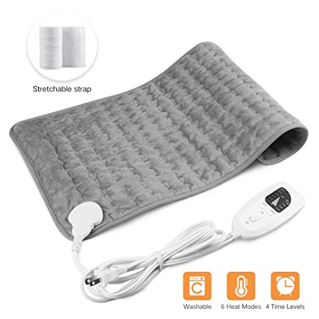 Heating Pad,Electric Heating Pad 12"x24" Large Heating Pads for Back Pain Heat Pad Moist Heating Pad with Timer,6 Temperature Settings Heated Pad for Neck,Shoulder,Elbow,Machine Washable
