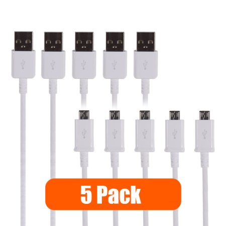 TekSonic [5 Pack] Micro USB Cable, Universal 3.3ft/1M High Speed Sync Quick Charging USB 2.0 A Male to Micro B Data Cable for Android, Samsung Galaxy S7, S6, S6 Edge , Nokia, Sony, LG and Tablets