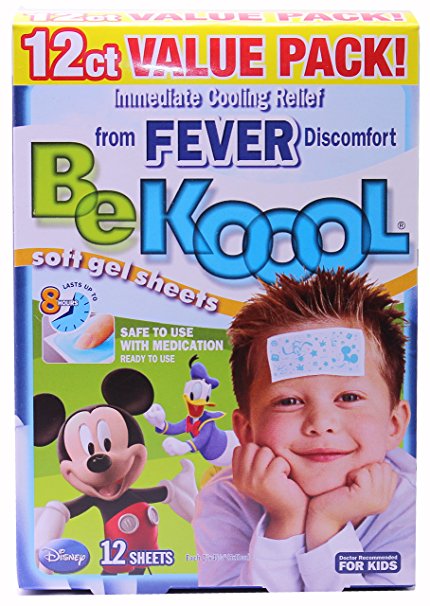 Be Koool Fever Soft Gel Sheets For Kids, Immediate Cooling Relief from Fever Discomfort, 12 Sheets