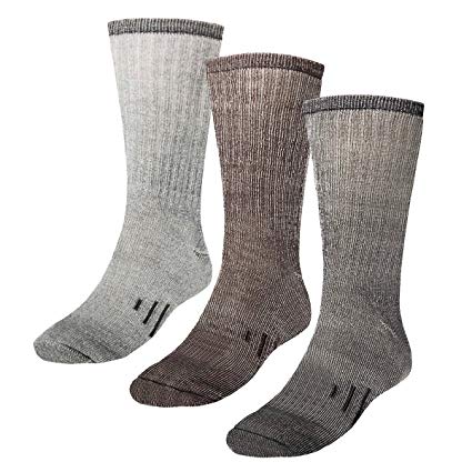 3 Pairs Thermal 80% Merino Wool Socks: Thermal Socks, Crew Socks, Hiking Socks for Winter, Men, Women, Kids