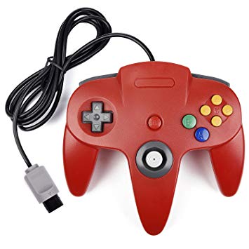 N64 Controller, iNNEXT Classic Wired N64 64-bit Gamepad Joystick for Ultra 64 Video Game Console (Red)