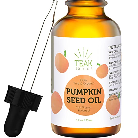 PUMPKIN SEED OIL by Teak Naturals, 100% Organic, Natural for Face, Hands, Scars, and Breakouts 1 oz