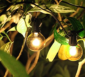 Goothy Globe String Lights 100Ft with G40 100 Clear Bulbs Outdoor Garden Party Patio Bistro Market Cafe Hanging Umbrella Lamp Backyard Lights - Black