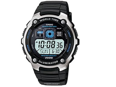 Casio Mens Silver-Tone Multi-Functional Digital Sport Watch Black AE2000W-1AV