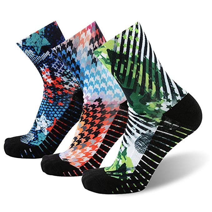 MEIKAN Unisex Crazy Digital Printing Athletic Performance Running Quarter Socks 1, 3, 4 Pairs