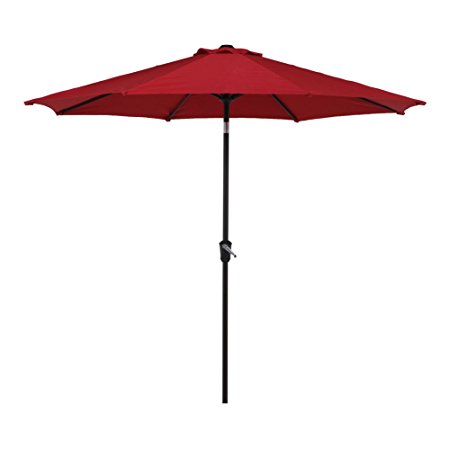 Grand Patio Outdoor Market Umbrella with Push Button Tilt and Crank, Patio Umbrella, 9.6 Ft, Red