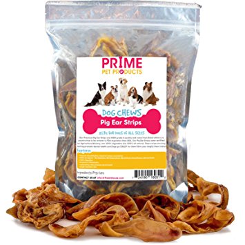 PRIME PET PRODUCTS Pig Ear Strips - 1 lb Bag of All Natural Healthy Dog Treat, Made of Pure Pig Ears - Better Alternative to Rawhide Dog Chews for Dogs of All Sizes