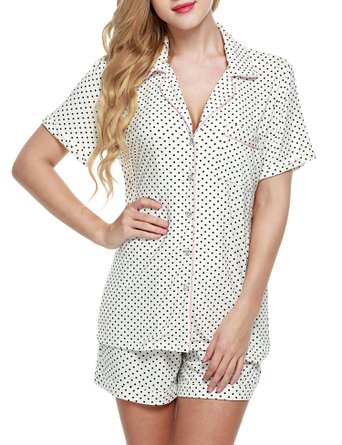 Ekouaer Women's Sleepwear Short Sleeve Pajama Set with Pj Shorts