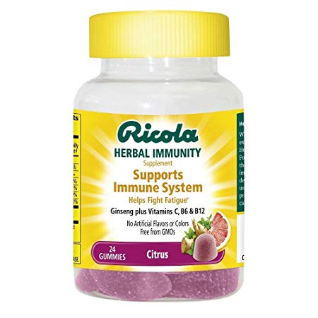 Ricola, Herbal Immunity Supports Immune System, Citrus, 24 Gummies (Pack of 2)