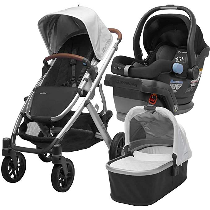 2018 UPPABaby VISTA Stroller - Loic (White/Silver/Saddle Leather)   MESA- Jake (Black)