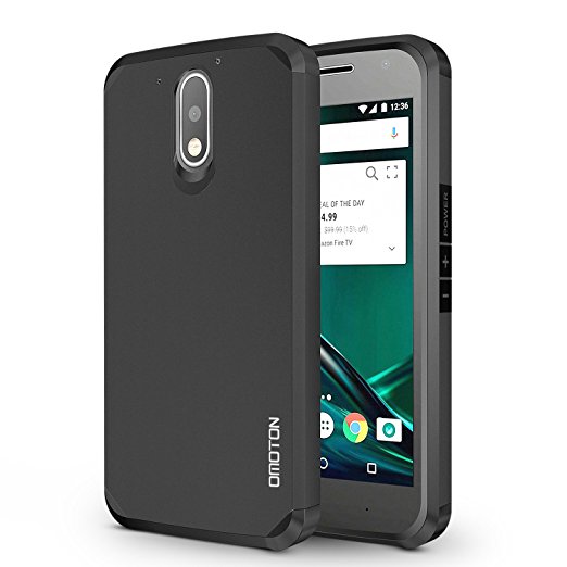 OMOTON Moto G4 Play / Moto G Play 4th Generation Case - Dual-Layer [Soft TPU Interior] [Durable PC Exterior] High Impact Resistant Case For Moto G4 Play (Black)
