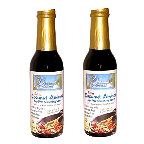 Coconut Aminos Two 100% Organic and Raw 8oz Soy Free Soy Sauce Replacement