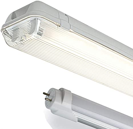 LED ME 2FT Single IP65 Non Corrosive Weatherproof Fluorescent LED Light Fitting Energy EFFICIENT Outdoor for GARAGES, Workshop, Sheds, GREENHOUSES OR Commercial Applications, 1x9W LED Tube Included