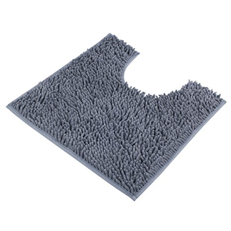 VDOMUS Contour Bath Rug, Soft Shaggy U-shaped Toilet Floor Mat Bathroom Carpet, 19.5 X 19.5 inches - Gray