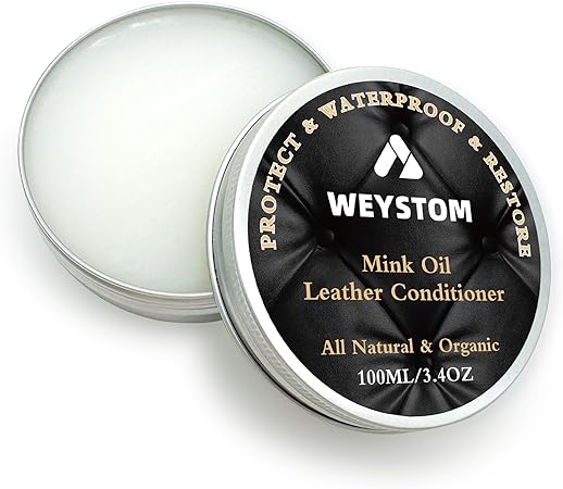 WEYSTOM Mink Oil for Leather Products, Leather Conditioner and Cleaner 3.4OZ/100ML, Waterproof Soften and Care for Leather, Leather Boots, Wallets, Jackets, Saddles and Vinyl